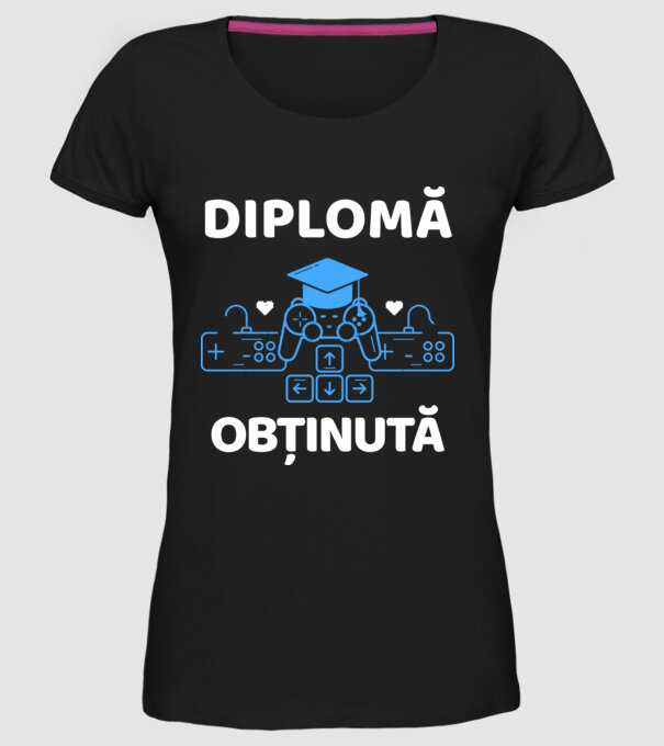 Diplomă obținută model negru pe tricou