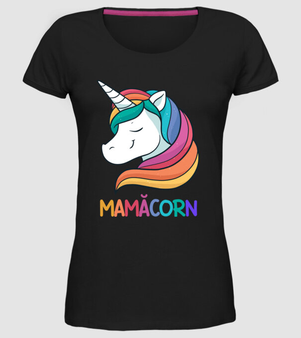 mamăcorn model negru pe tricou