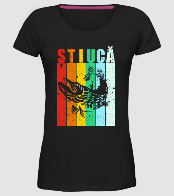 știucă model negru pe tricou