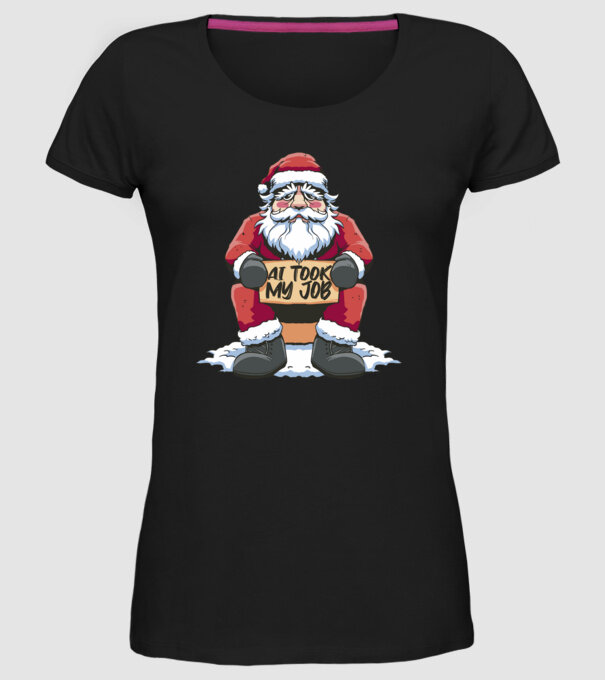 AI took my job Santa model negru pe tricou
