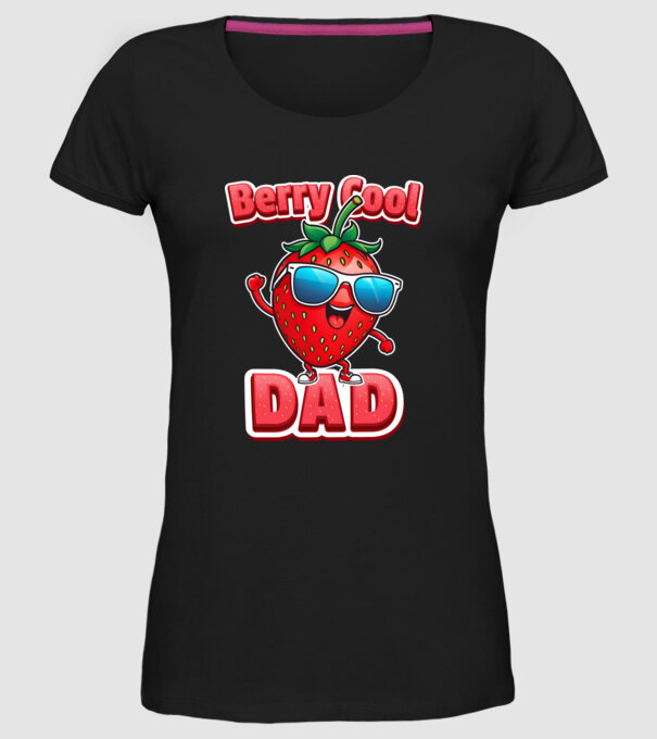 Berry Cool Dad Strawberry model negru pe tricou