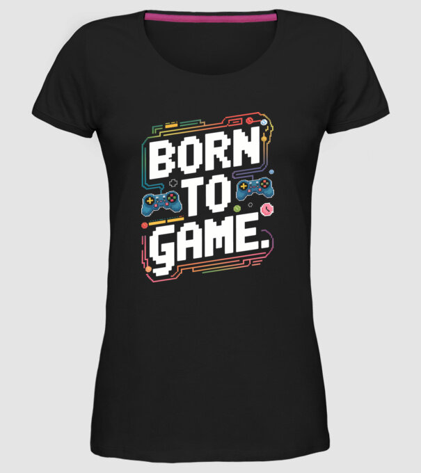 Born to Game Pixel Negru model negru pe tricou