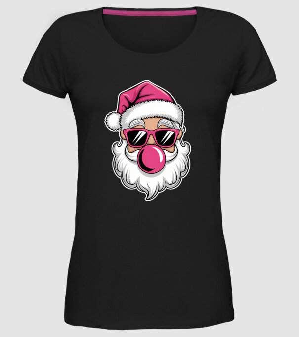Bubble gum Santa 2 model negru pe tricou