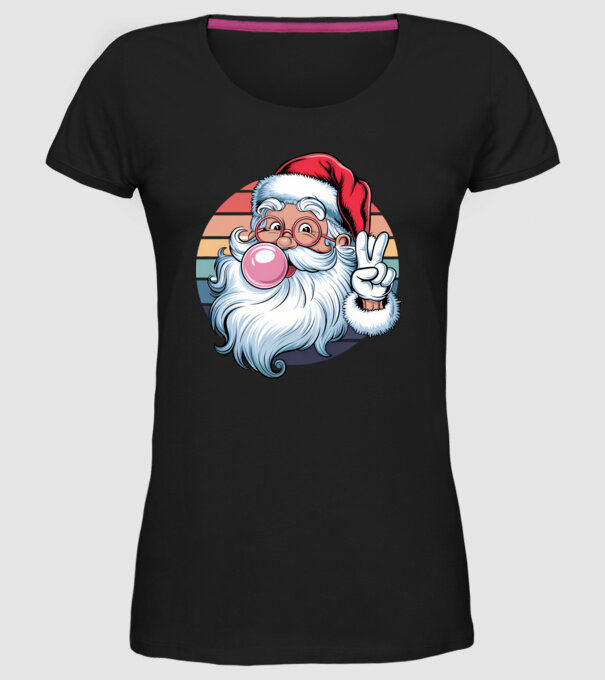 Bubble gum santa model negru pe tricou