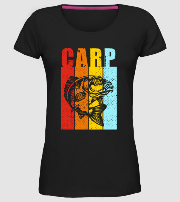 Carp Pescuit model negru pe tricou