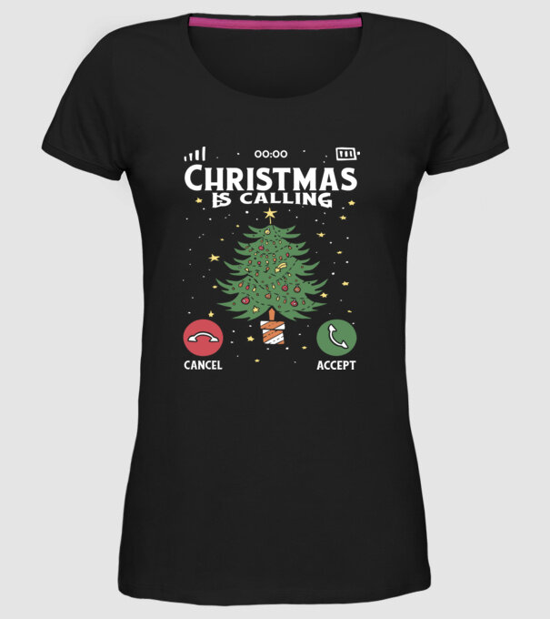 Christmas is calling model negru pe tricou