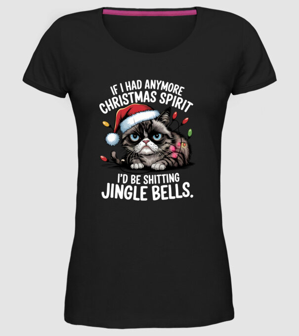 Christmas Spirit Grumpy Cat Negru model negru pe tricou