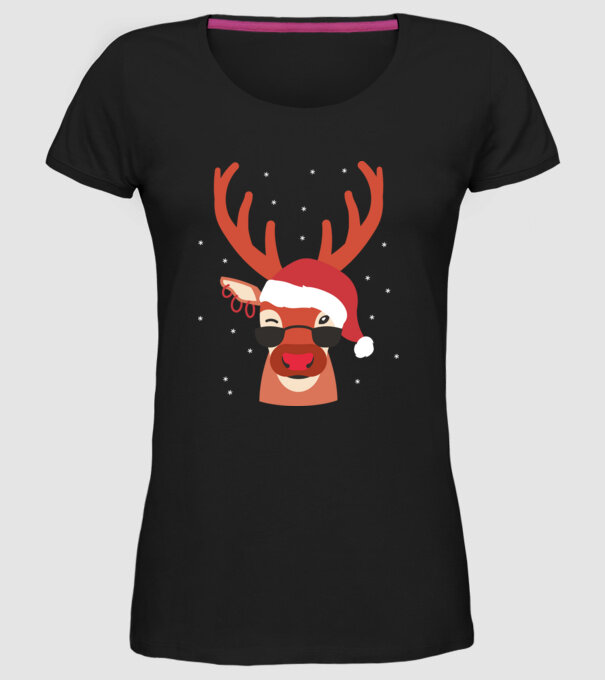 Cool Reindeer Rudolph model negru pe tricou