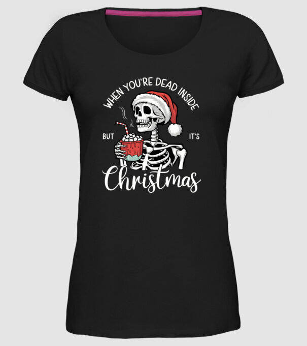 Dead inside, but it's christmas Negru model negru pe tricou