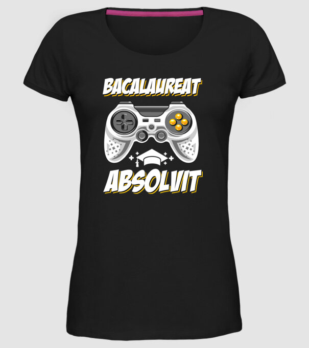 Gameri şcoală Bacalaureat model negru pe tricou