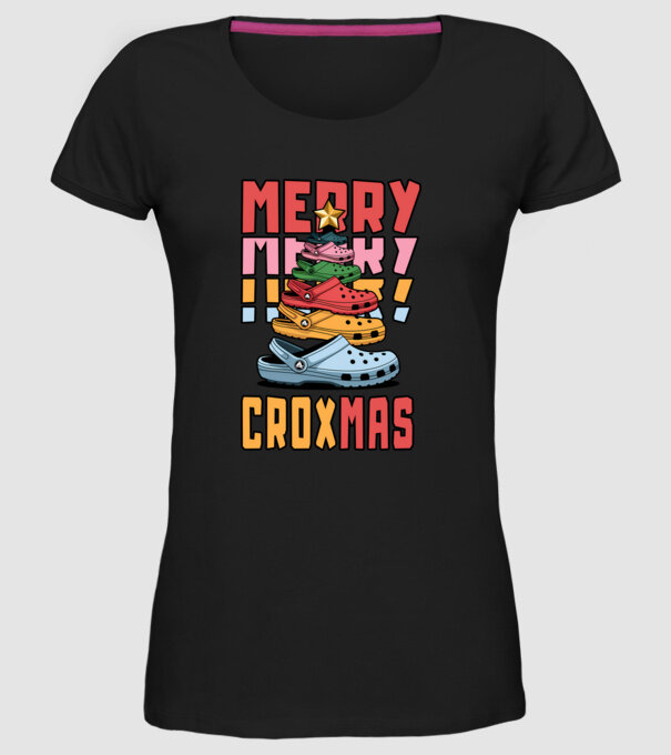 Merry Croxmas model negru pe tricou