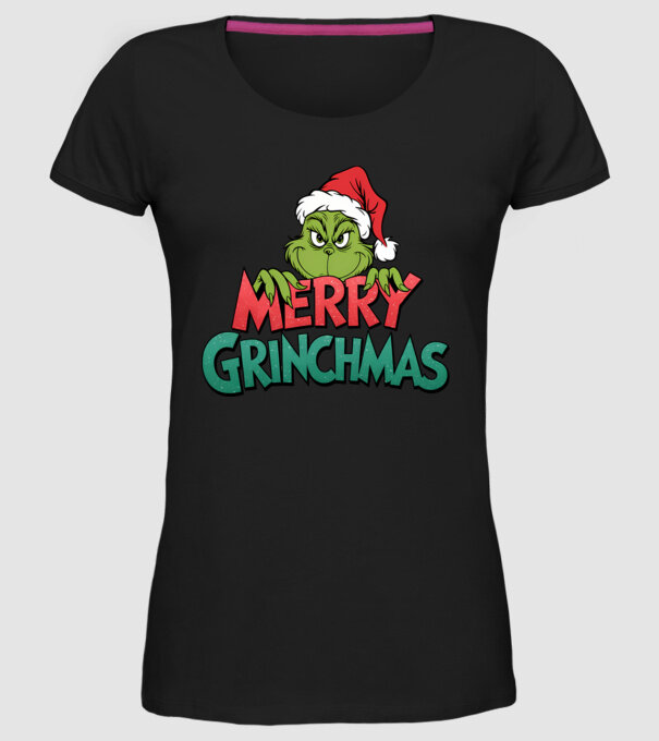 Merry Grinchmas model negru pe tricou