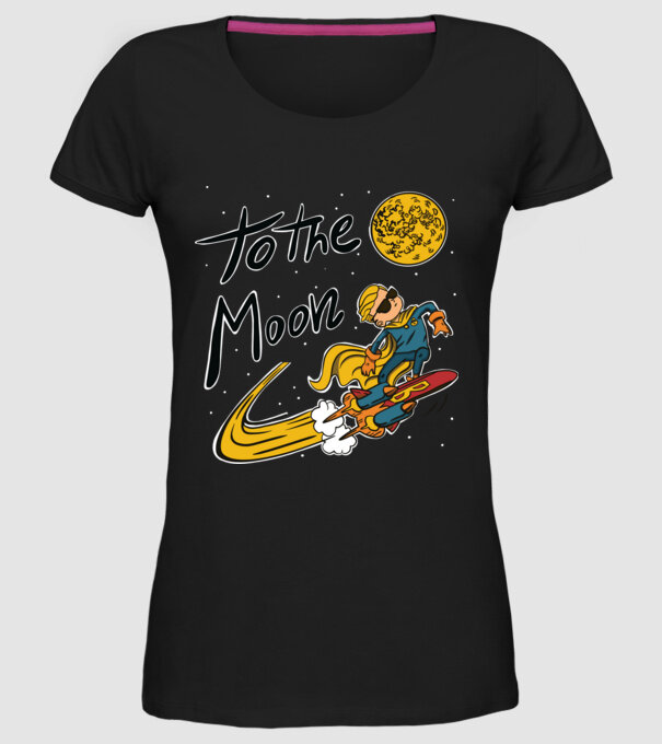 To the Moon Bitcoin model negru pe tricou