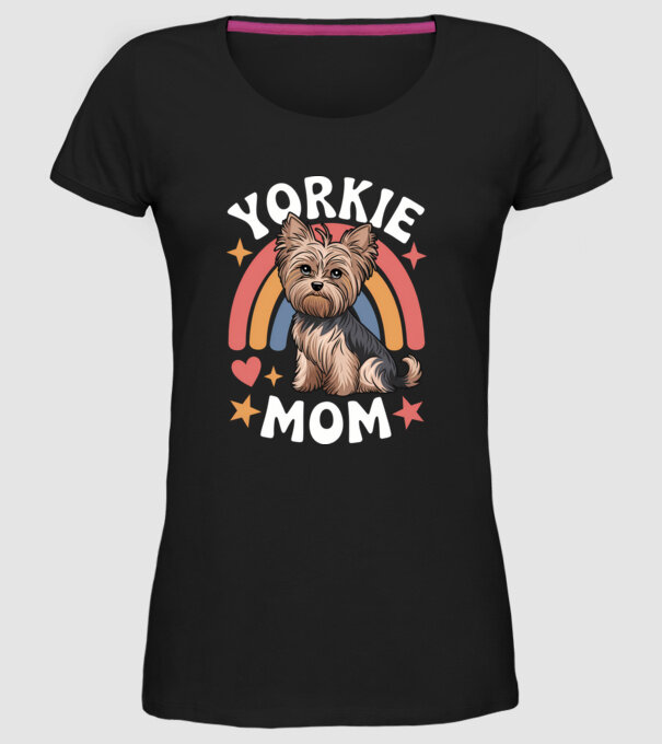 Yorkie Mom Negru model negru pe tricou