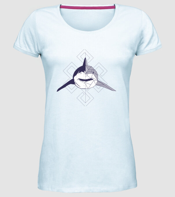 Rechin abstract model albastru deschis pe tricou