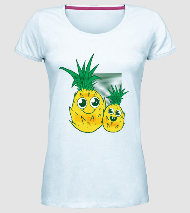 Familie Ananas model albastru deschis pe tricou