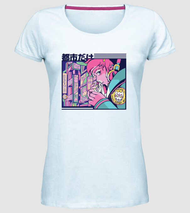 Anime Țigaretă model albastru deschis pe tricou