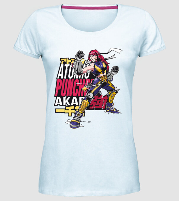 Anime fată Războinic model albastru deschis pe tricou