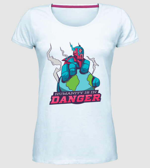 Omenirea în pericol model albastru deschis pe tricou