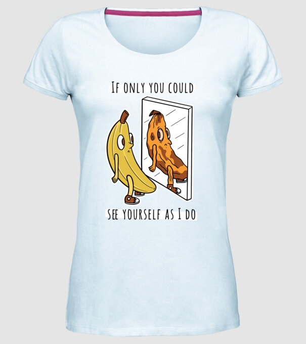 Oglindă Banană model albastru deschis pe tricou
