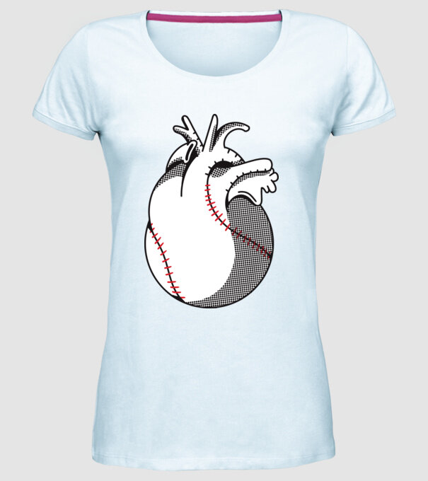 Inimă Baseball model albastru deschis pe tricou