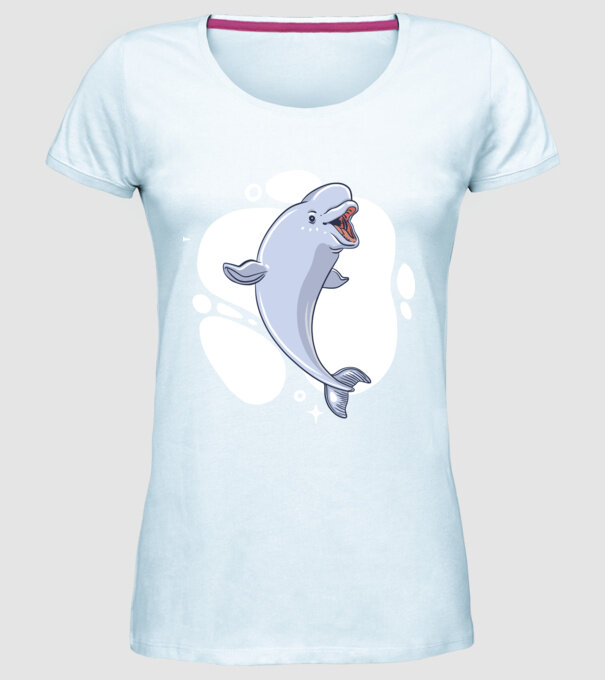 Balenă Beluga model albastru deschis pe tricou