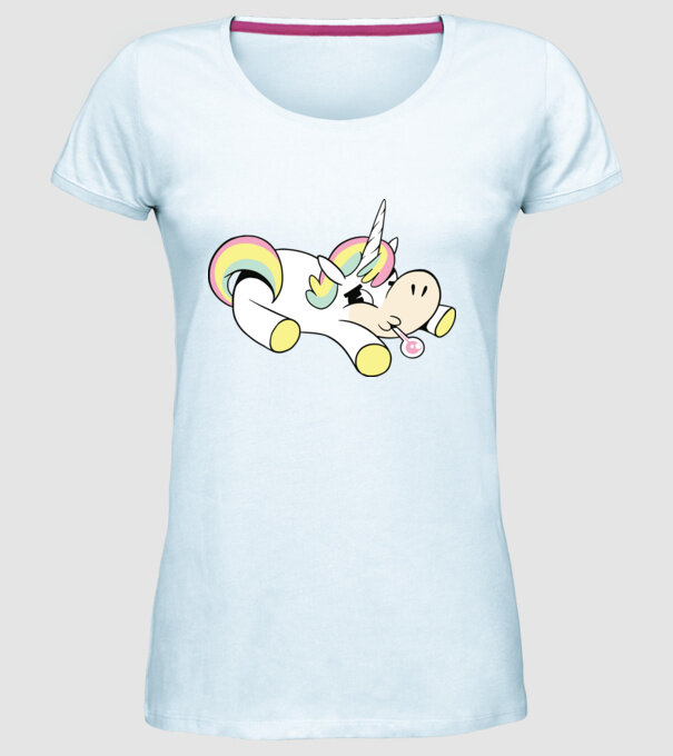 Unicorn bolnav model albastru deschis pe tricou