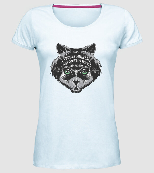 cap pisică joc de aventură model albastru deschis pe tricou