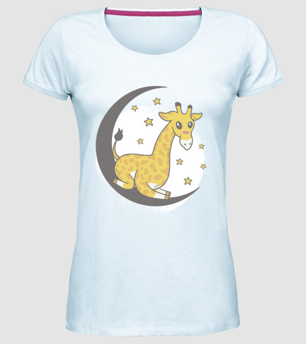 Girafă drăguță model albastru deschis pe tricou