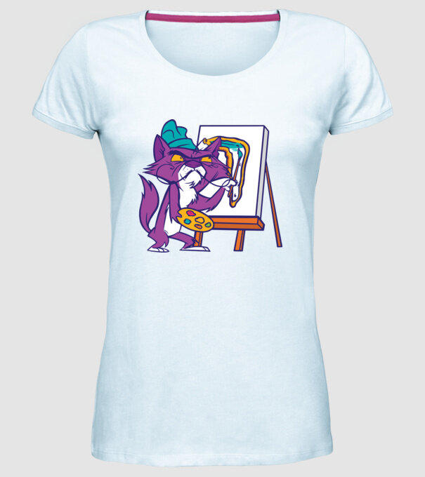 Pisică Dali model albastru deschis pe tricou
