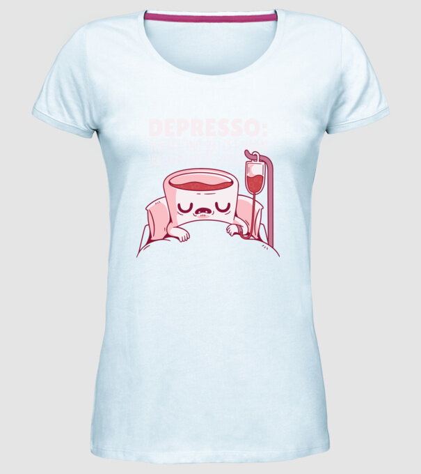 Depresso - Sentimentul când rămâi fără cafea model albastru deschis pe tricou