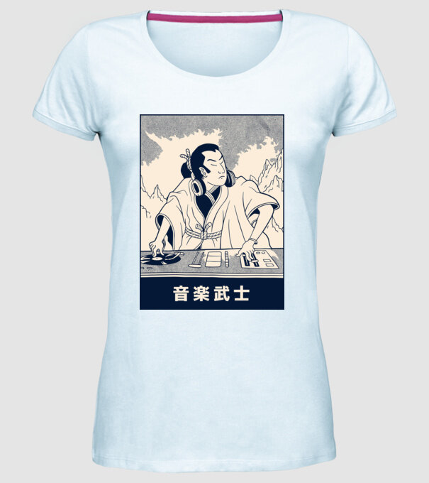 DJ Samurai model albastru deschis pe tricou