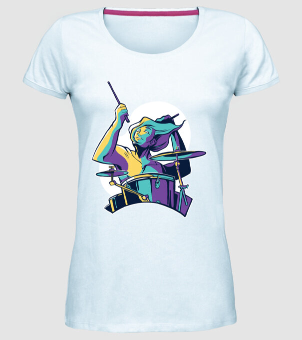 Baterist model albastru deschis pe tricou