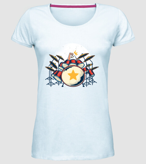 Kit de tobe model albastru deschis pe tricou