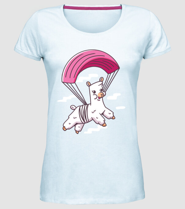 Alpaca parașutist model albastru deschis pe tricou