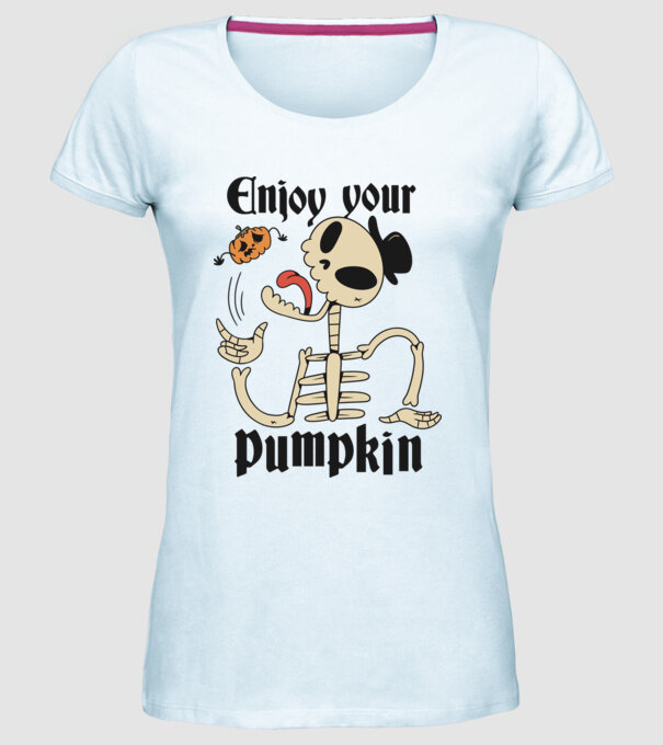 Enjoy your pumpkin Skeleton model albastru deschis pe tricou