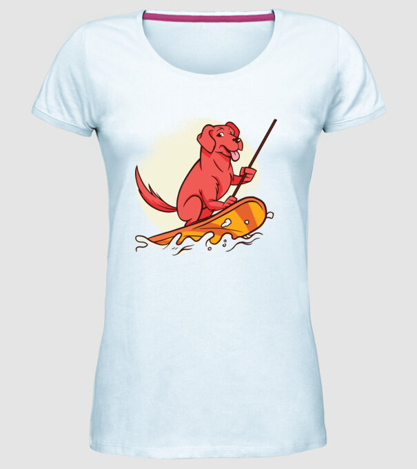 Câine vâslind model albastru deschis pe tricou