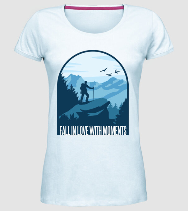 Fall in love with moments model albastru deschis pe tricou