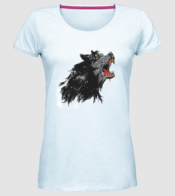 Urlet de lup model albastru deschis pe tricou