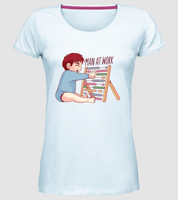 Bărbat la lucru tricou amuzant model albastru deschis pe tricou