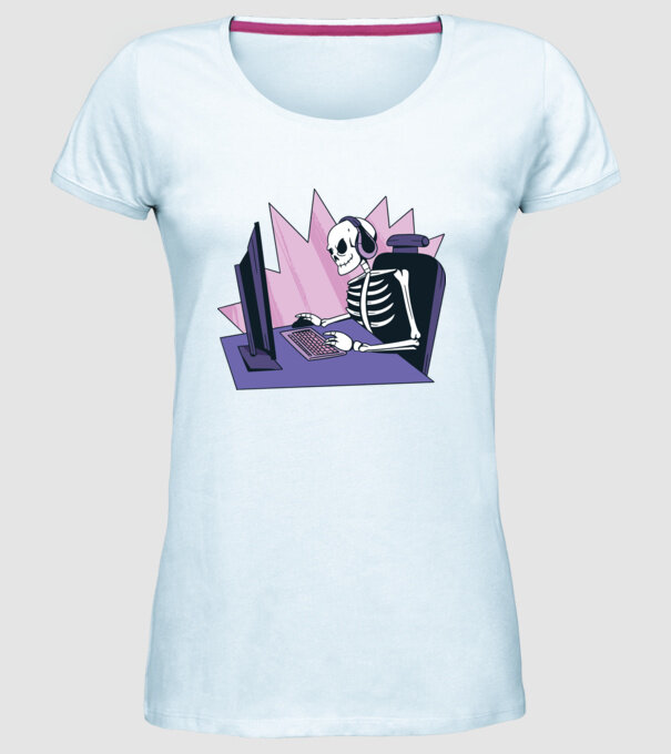 Schelet Gamer model albastru deschis pe tricou