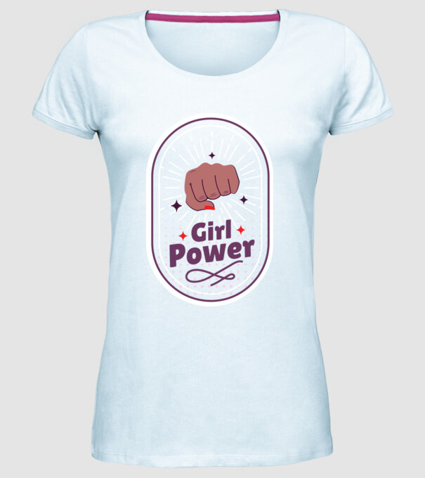 Girl Power Ziua Femeii model albastru deschis pe tricou