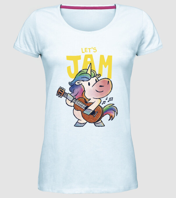 Unicorn cu chitara model albastru deschis pe tricou
