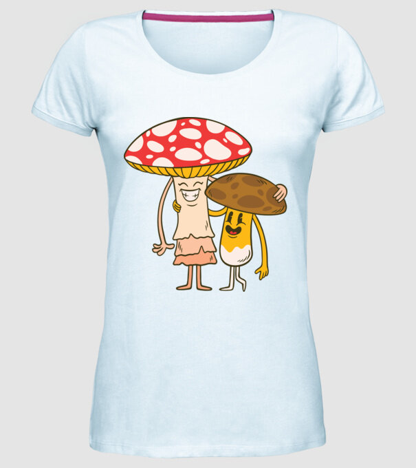 Familie Ciuperci model albastru deschis pe tricou