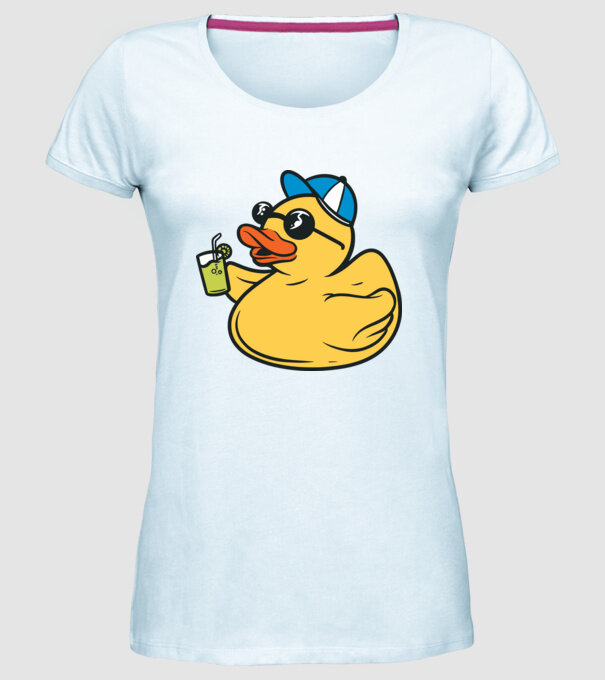 rățușcă de cauciuc Vacanță model albastru deschis pe tricou