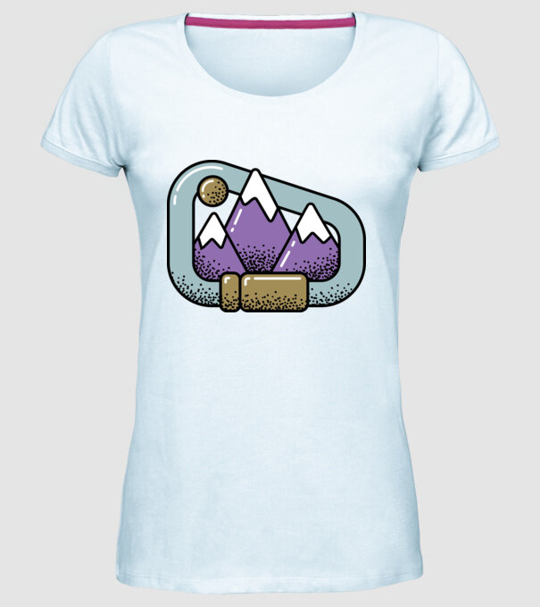 Carabină de alpinist model albastru deschis pe tricou