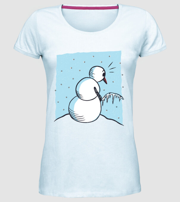 Om de zăpadă face pipi tricou amuzant model albastru deschis pe tricou