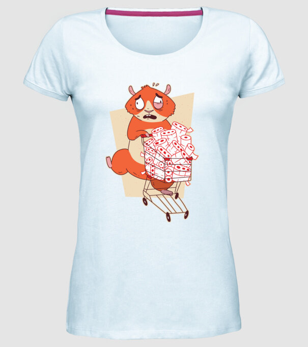 Hamster Panică cumpărături model albastru deschis pe tricou