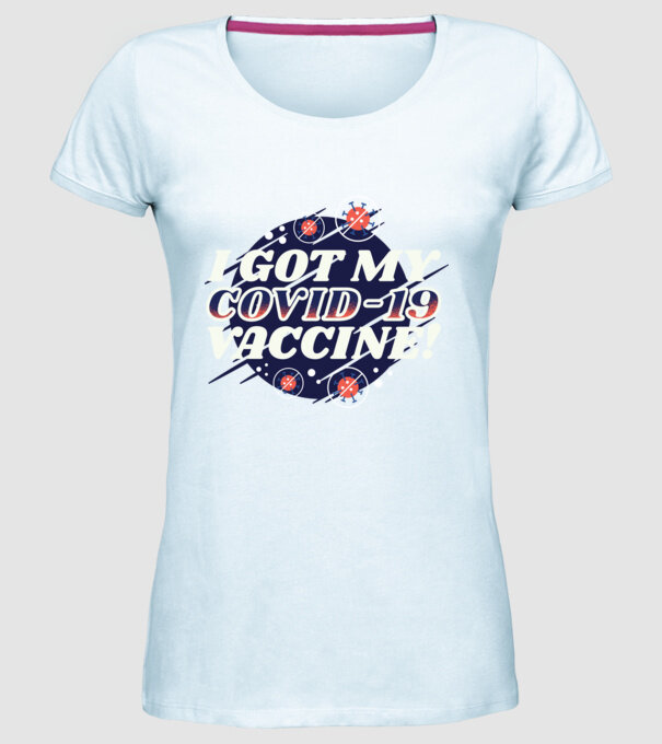 I got my Vaccine model albastru deschis pe tricou