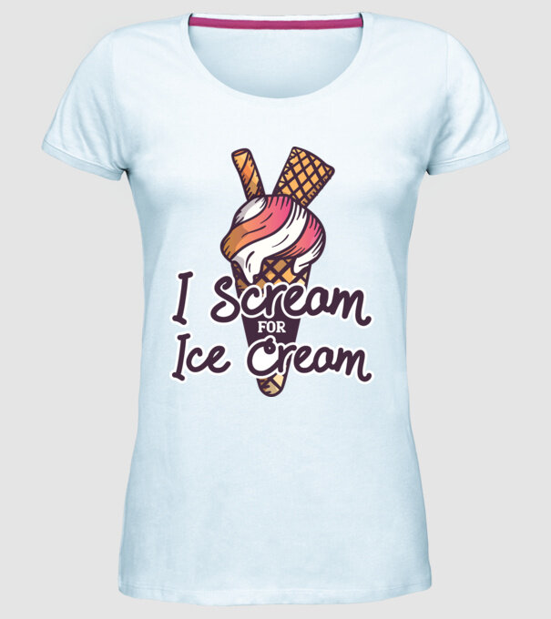 I Scream for Ice Cream model albastru deschis pe tricou